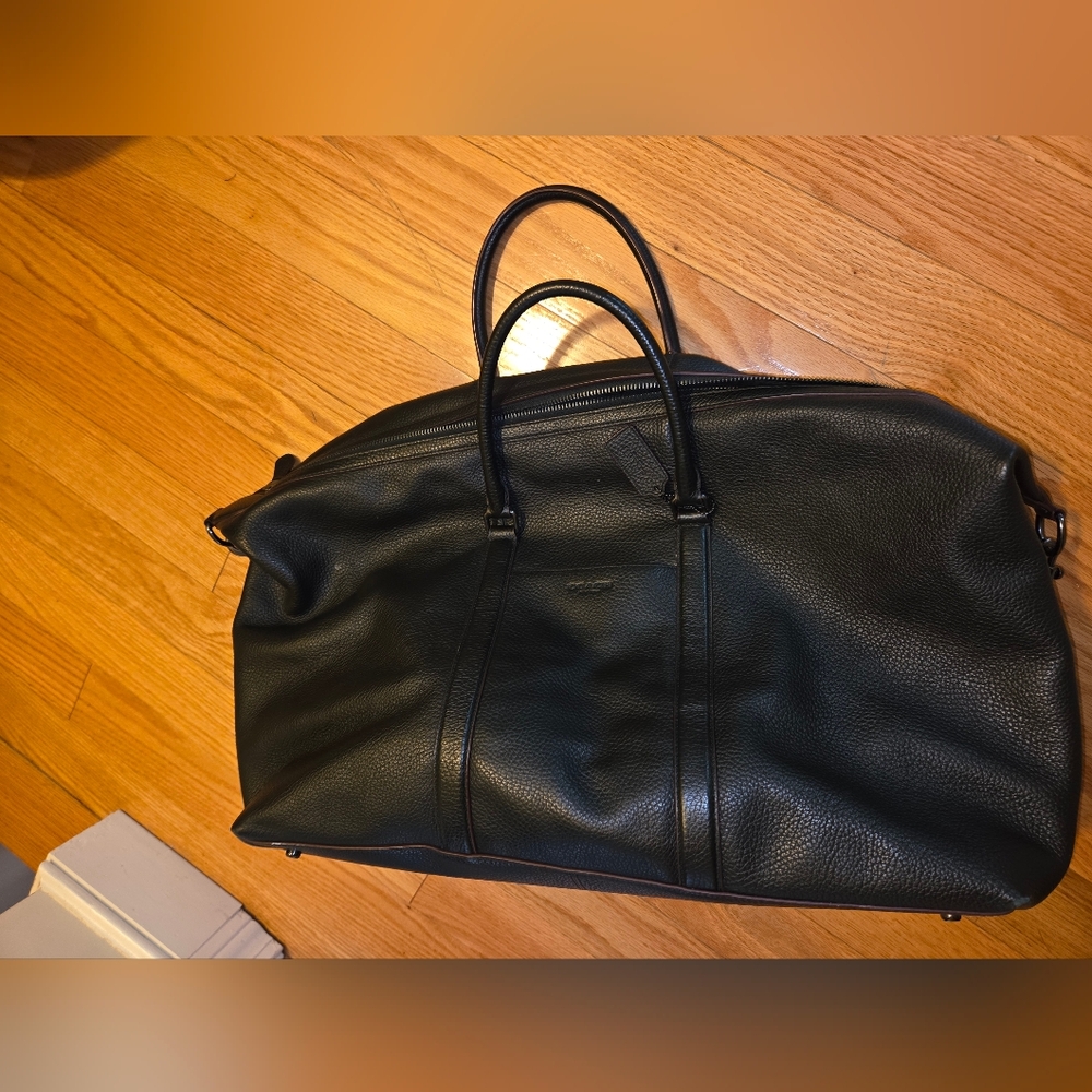 COACH Black Leather Men's Weekender Bag